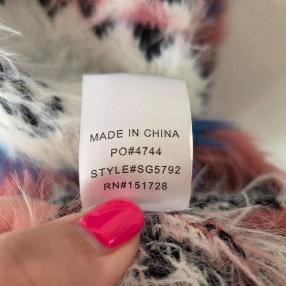 Eesome US Womens Large Colorful Striped Fuzzy Knit Sweater Winter Cozy - Picture 5 of 8